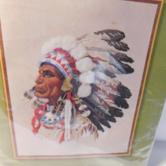 Sunset INDIAN CHIEF Crewel Embroidery Kit Vintage - Picture 2 of 8